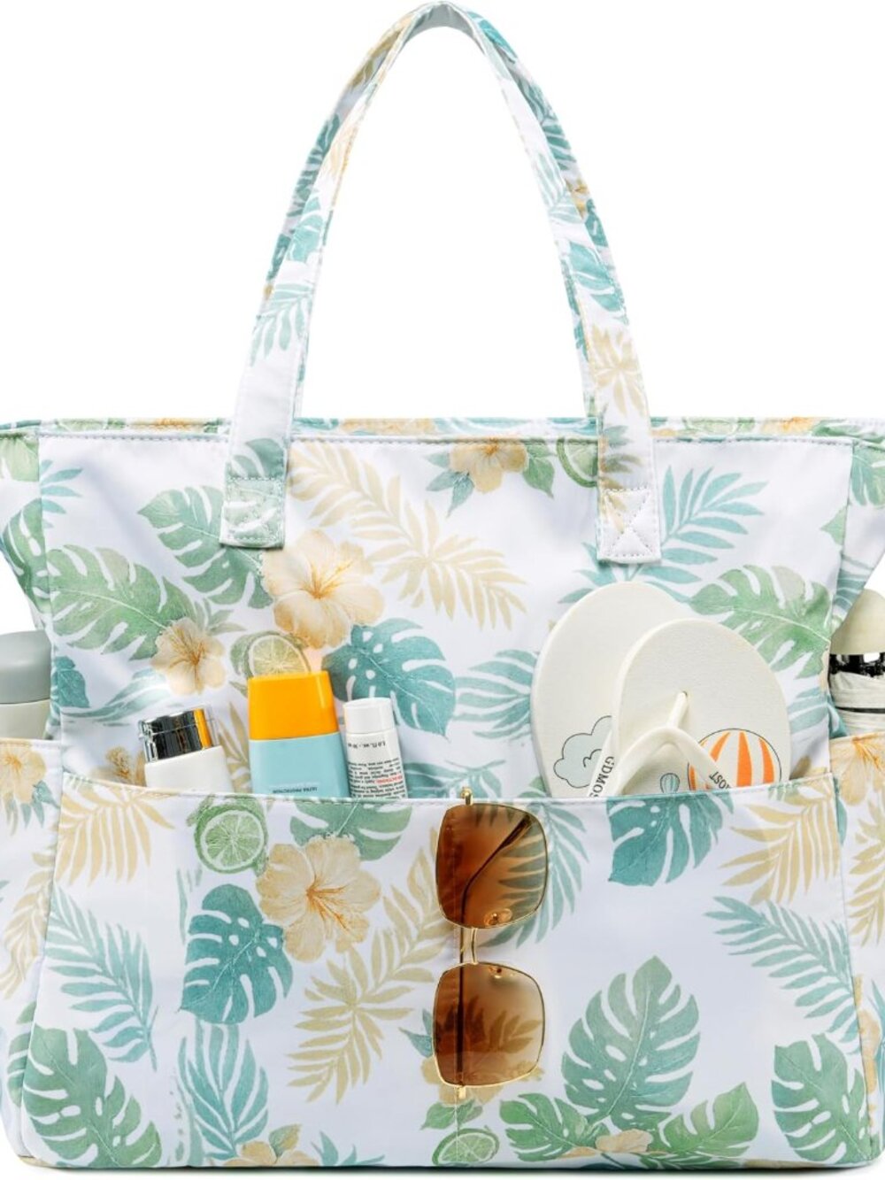 Beach Bag Waterproof Sandproof Women Beach Tote Pool Bag with Zipper for Swim Gy